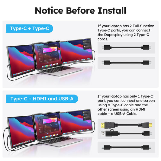 15.6 Inch 1920×1080 60Hz FHD Triple Portable Laptop Monitor Dual Screen Extender Portable IPS Display