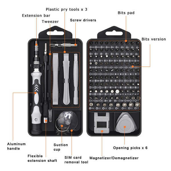 115 in 1 Precision Screwdriver Set for Electronics Repair