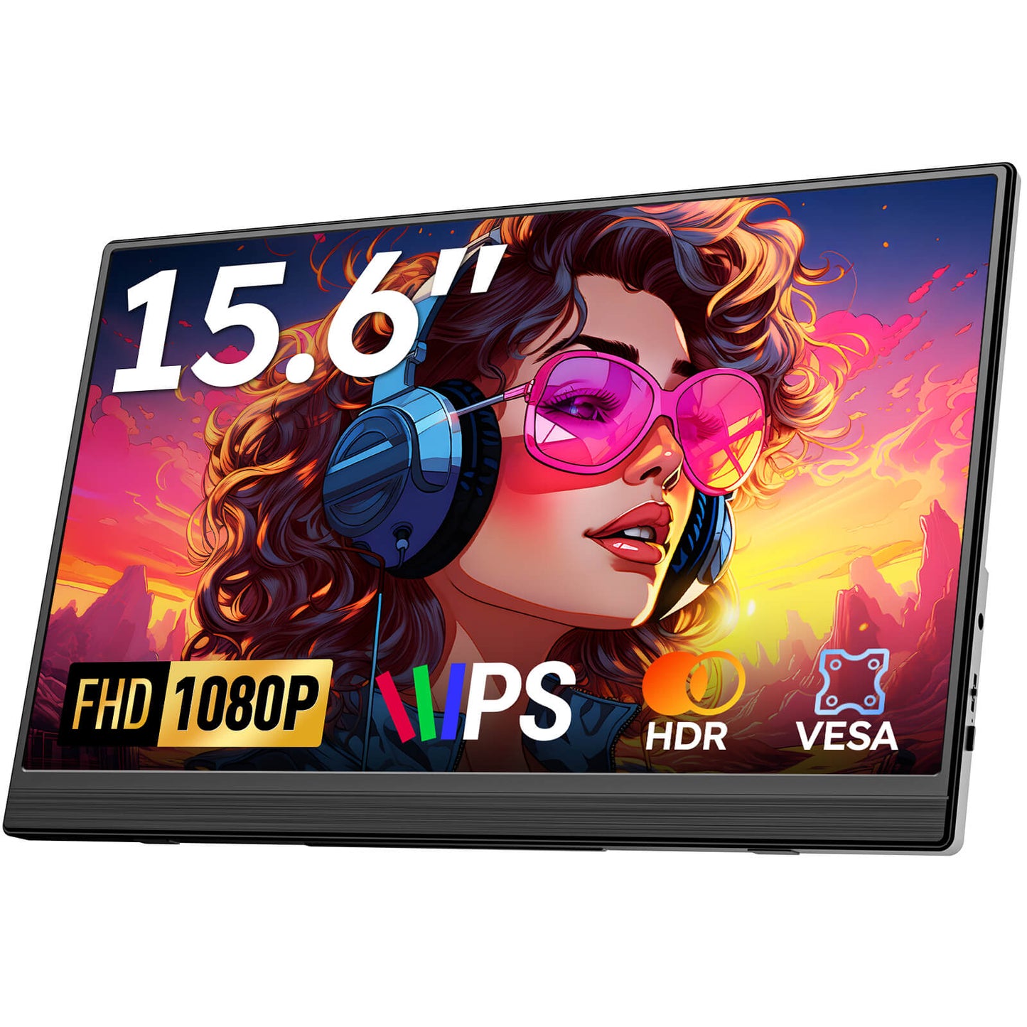 Monitor portátil FHD de 15,6 polegadas para laptop 1920x1080P Plug and Play 