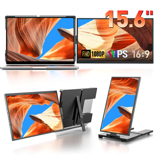 15.6 Inch FHD 1080P IPS Portable Dual Monitor for Laptop Plug and Play Travel Screen Extender Compatible with Mac Windows Android Chrome PS5 Xbox Switch