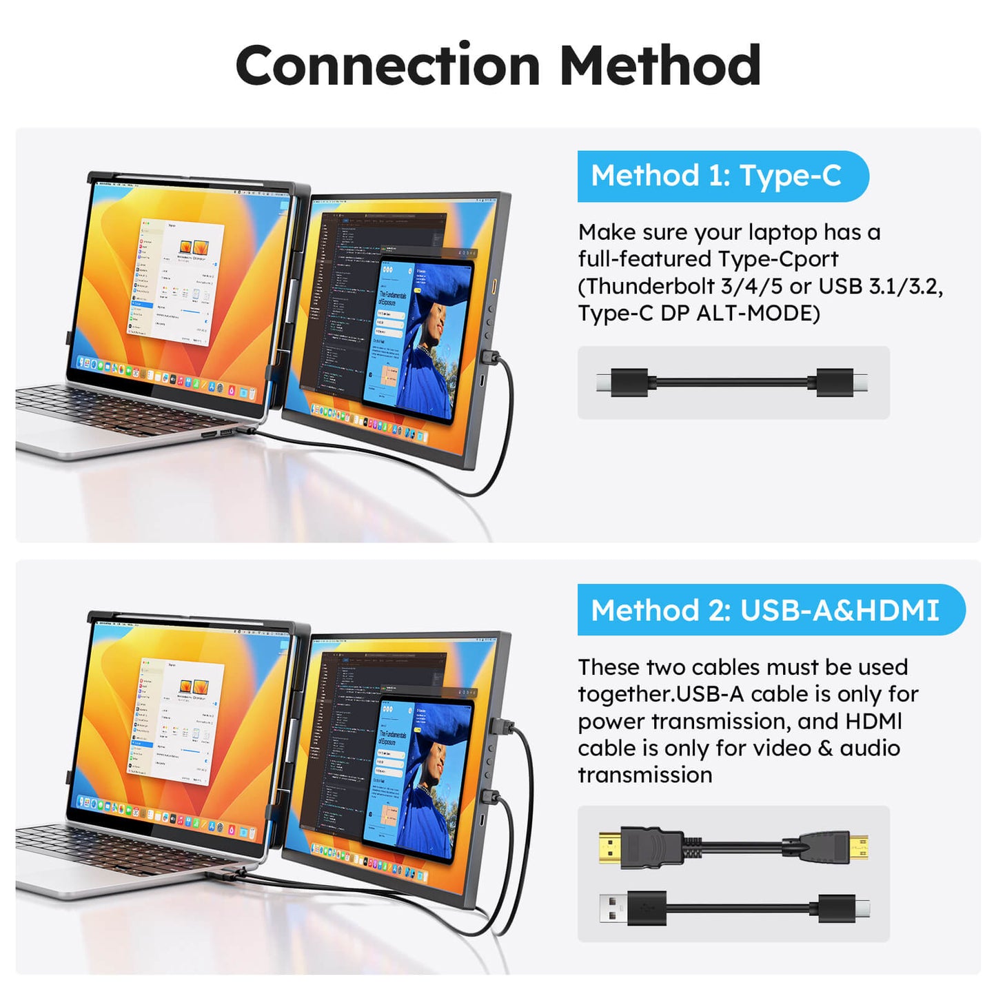 15.6 Inch FHD 1080P IPS Portable Dual Monitor for Laptop Plug and Play Travel Screen Extender Compatible with Mac Windows Android Chrome PS5 Xbox Switch