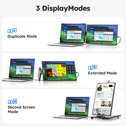 15.6 Inch FHD 1080P IPS Portable Dual Monitor for Laptop Plug and Play Travel Screen Extender Compatible with Mac Windows Android Chrome PS5 Xbox Switch