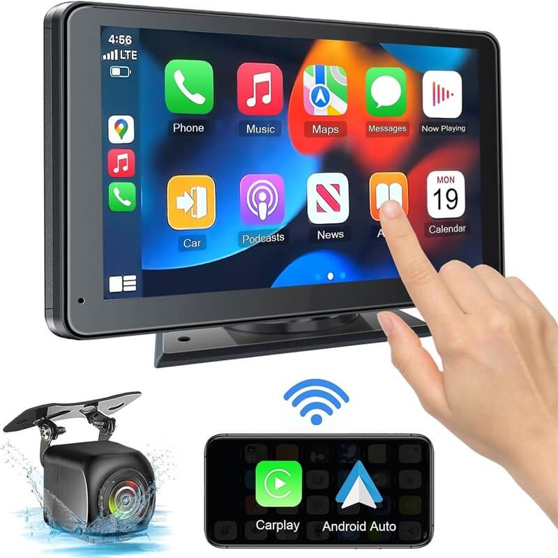 7-Inch Portable IPS Touchscreen CarPlay Mirror Link with Bluetooth Navigation and Voice Control