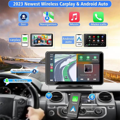 7-Inch Portable IPS Touchscreen CarPlay Mirror Link with Bluetooth Navigation and Voice Control