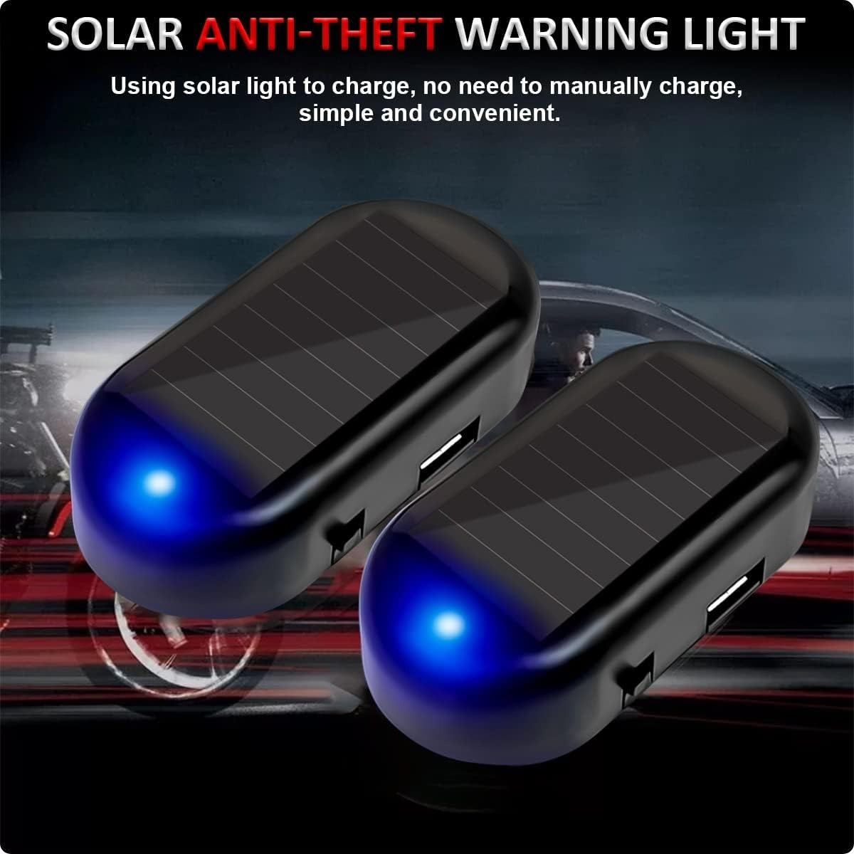 Car Anti-theft Simulation Warning Flashing Solar Light