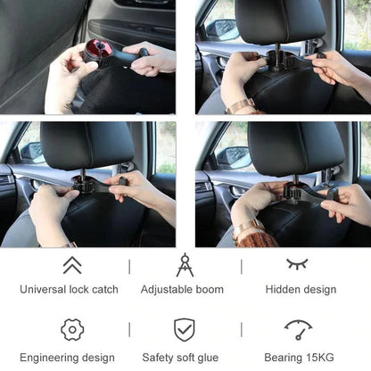 Car Headrest Hook with Phone Holder for Back Seat Organization