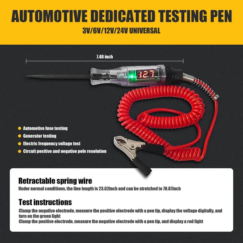 DC 3-70V Car Truck Circuit Tester Pen with Digital Display and Backlight