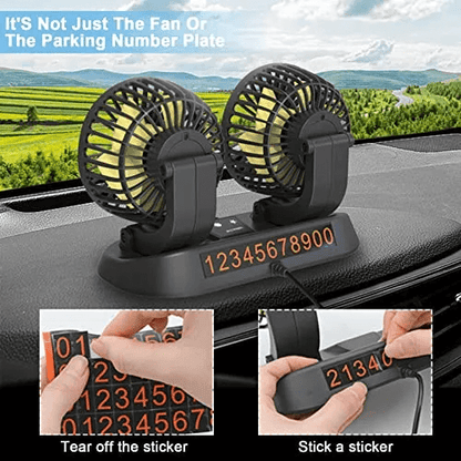 Dual Head USB Powered Car Fan for Adjustable Cooling