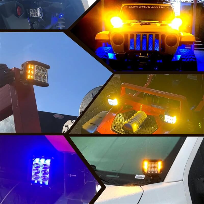 Side Shooter Dual Color Strobe Cree LED Pods for SUV and Truck