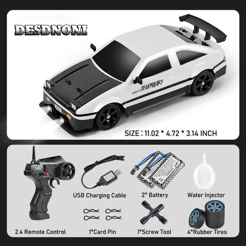 Original AE86 1:16 4WD RC Drift Car with LED Lights and Drift Wheels