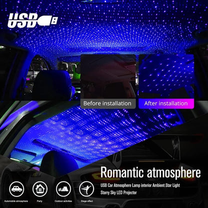 USB Powered Starlight Car Roof Projector Light Portable Ambient Lamp