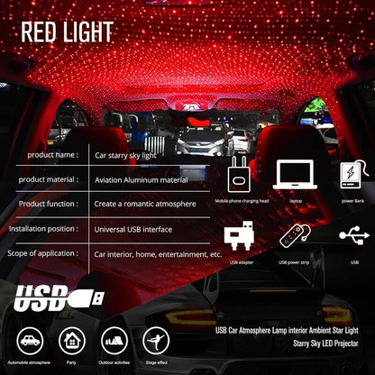 USB Powered Starlight Car Roof Projector Light Portable Ambient Lamp