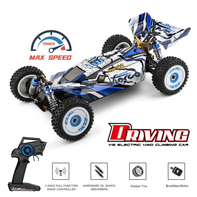 WLtoys 124017 2.4G RC Car 1/12 Scale Brushless Motor 4WD 75km/h High Speed Off-Road Buggy Remote Control Car RTR Metal Chassis