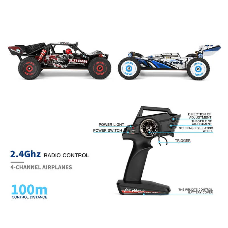 WLtoys 124017 2.4G RC Car 1/12 Scale Brushless Motor 4WD 75km/h High Speed Off-Road Buggy Remote Control Car RTR Metal Chassis