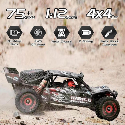 Wltoys 124016 V2 1/12 4WD Brushed Desert Off Road Vehicle 75km/h Speed