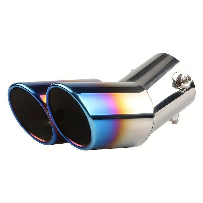 Universal Car Exhaust Double Muffler Tip - Dual Chrome Trim for 1.5-2.3 Inch Inlets