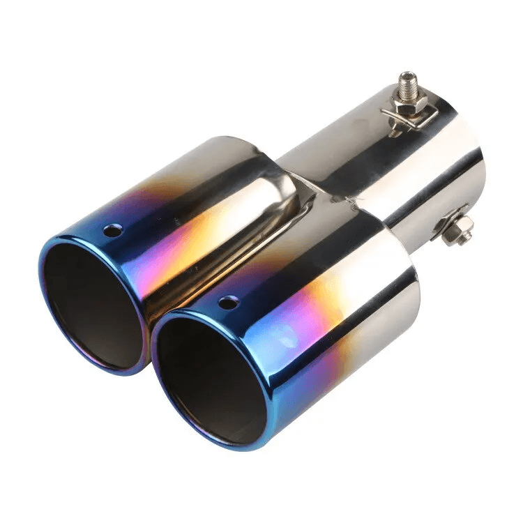 Universal Car Exhaust Double Muffler Tip - Dual Chrome Trim for 1.5-2.3 Inch Inlets